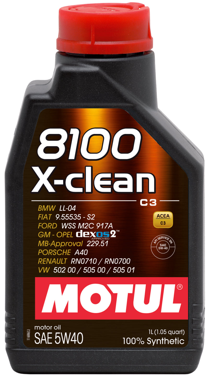 Motul 1L Synthetic Engine Oil 8100 5W40 X-Clean C3 – High-Performance Motor Oil for Turbocharged Gasoline and Diesel Engines