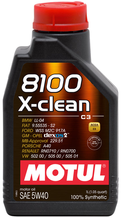 Motul 1L Synthetic Engine Oil 8100 5W40 X-Clean C3 – High-Performance Motor Oil for Turbocharged Gasoline and Diesel Engines