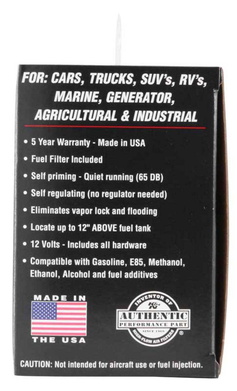 K&N Engineering Performance Electric Fuel Pump 4-7 PSI (Part #81-0402)