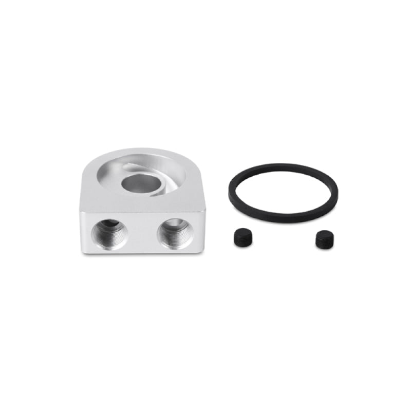 Mishimoto Silver M20 Oil Sandwich Plate - High-Flow Cooling System Adapter for Automotive Applications