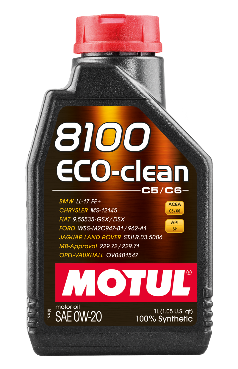 Motul 1L Synthetic Engine Oil 8100 Eco-Clean 0W20 – Fuel Economy Motor Oil for Gasoline and Diesel Engines