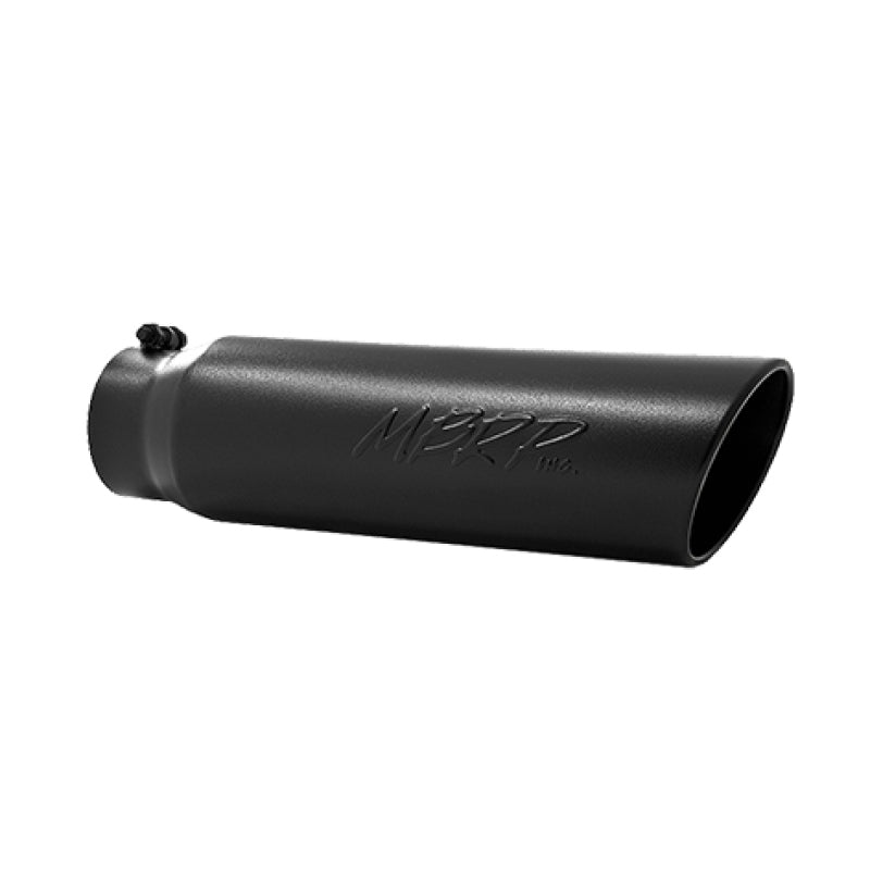 MBRP Universal 5-inch OD Black Exhaust Tip with Angled Rolled End - Part Number T5124BLK