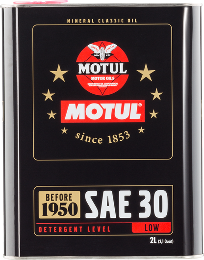 Motul Classic SAE 30 Engine Oil - 6 x 2L Bottles for Vintage Cars and Gearboxes