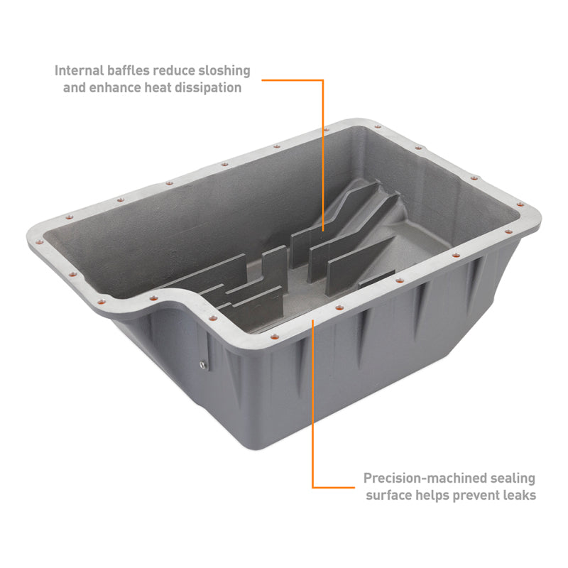 Mishimoto Aluminum Transmission Pan for Ford Powerstroke 1989-2010 – Cast Aluminum, Gunmetal Gray Finish