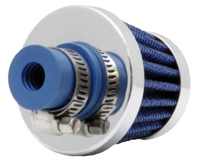 K&N Engineering 62-1600BL Blue Rubber Base Crankcase Vent Filter with Chrome Top and Flange
