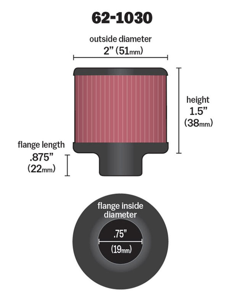 K&N Engineering 62-1030 Steel Base Crankcase Vent Filter - 3/4 inch Diameter