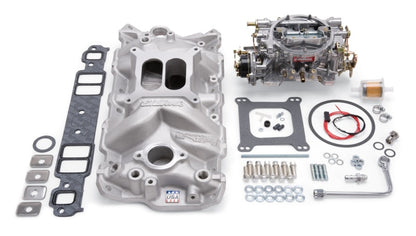 Edelbrock Part 2021 Small-Block Chevy Single-Quad Manifold and Carburetor Kit