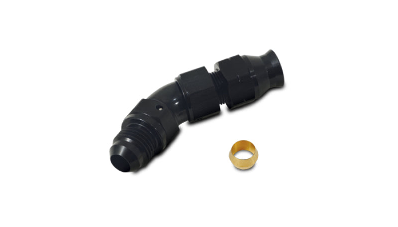 Vibrant 45 Degree 5/16 Inch Tube to Male -6AN Flare Adapter with Olive Inserts - Part Number 16575