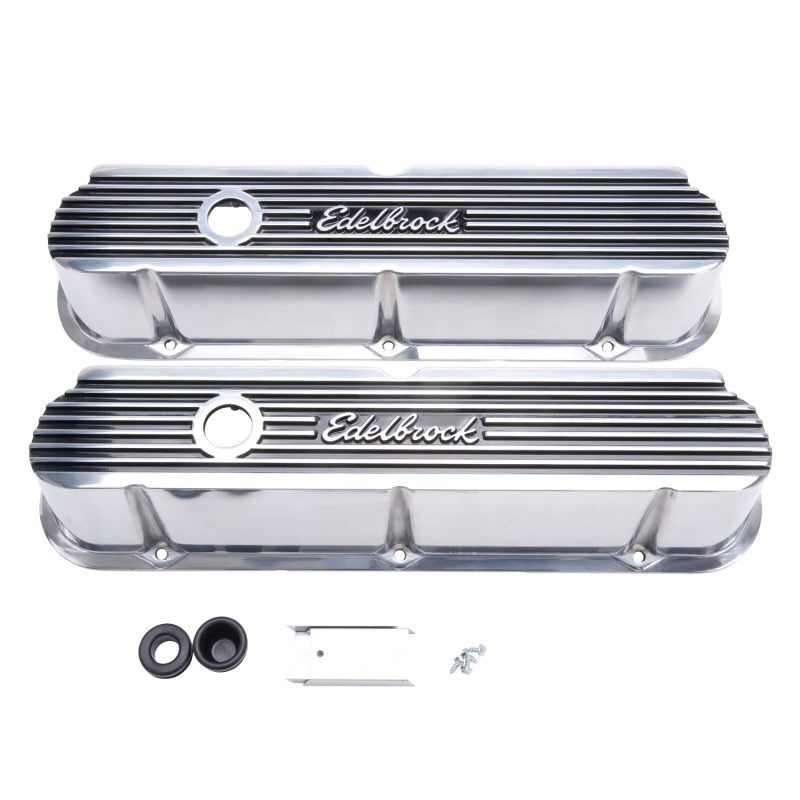 Edelbrock Valve Cover Elite II Series for Ford 289-351W - Tall Polished Aluminum with Black Accents