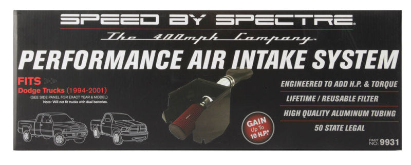 Spectre 9931 Air Intake Kit for Dodge Ram 1500/2500 V8-5.2/5.9L - Polished Aluminum with Red Filter