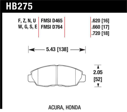 Hawk 98-00 Civic Coupe Si / 01-06 Civic DX EX GX HX LX HP+ Street Front Brake Pads