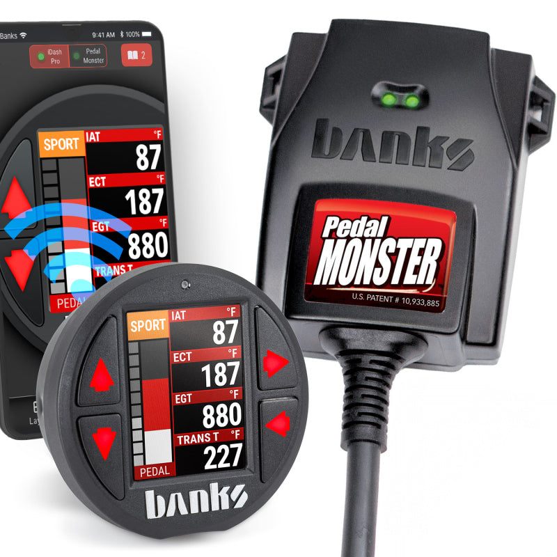 Banks Power PedalMonster Kit with iDash Pro - OBD-Connected Torque Response Controller for Gas and Diesel Vehicles