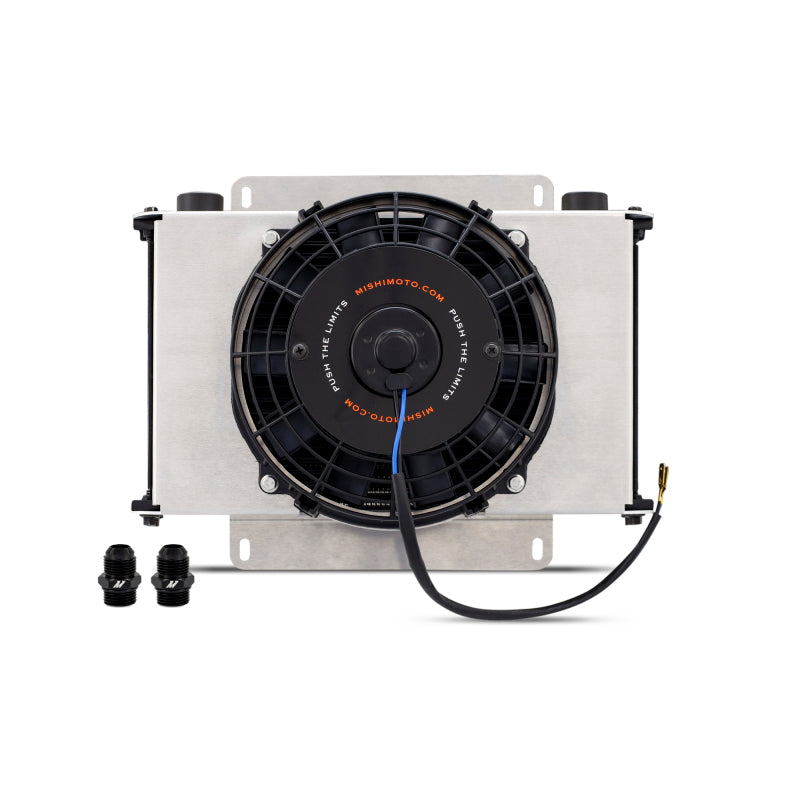 Mishimoto Universal 25-Row Oil Cooler Kit with 8-Inch Fan and Aluminum Shroud for Enhanced Engine Cooling