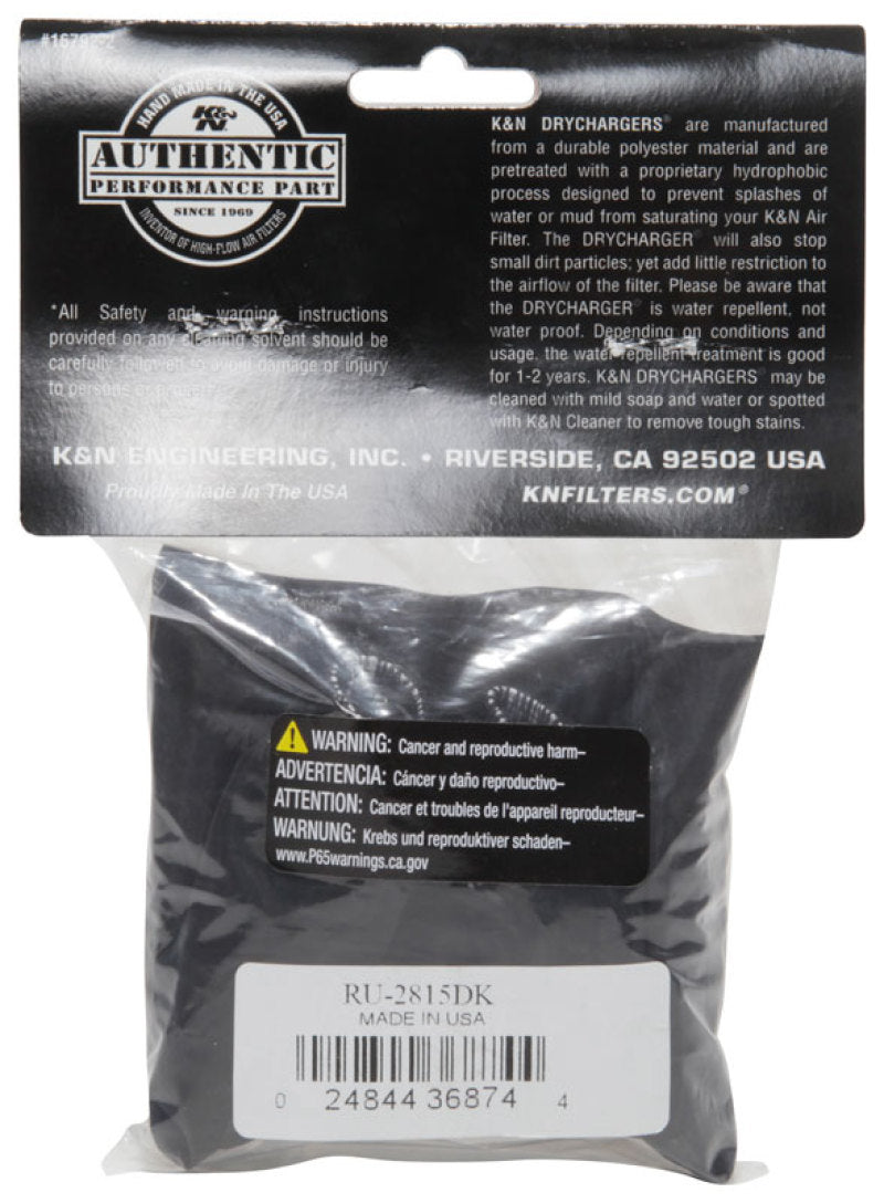 K&N Drycharger Air Filter Wrap RU-2815 by K&N Engineering – Water-Resistant Polyester Cover for Air Filters and Flame Arrestors