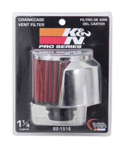 K&N Engineering 62-1516 Crankcase Vent Filter with Chrome Top and Heat Shield for Classic and Racing Engines