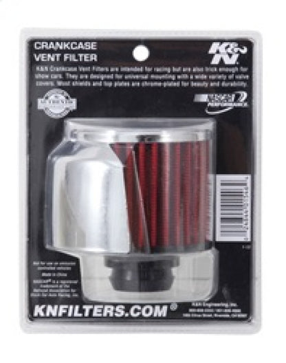 K&N Engineering 62-1516 Crankcase Vent Filter with Chrome Top and Heat Shield for Classic and Racing Engines