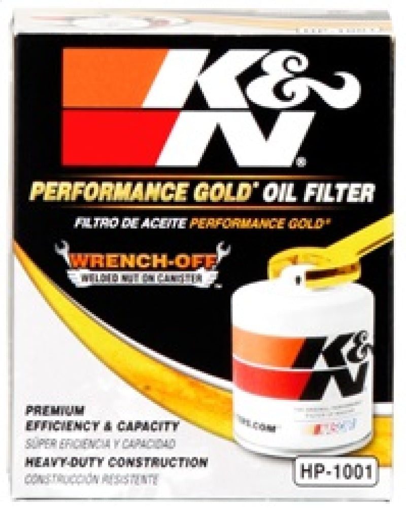 K&N Engineering HP-1001 Performance Gold Oil Filter for Cadillac, Saab, GMC, Buick