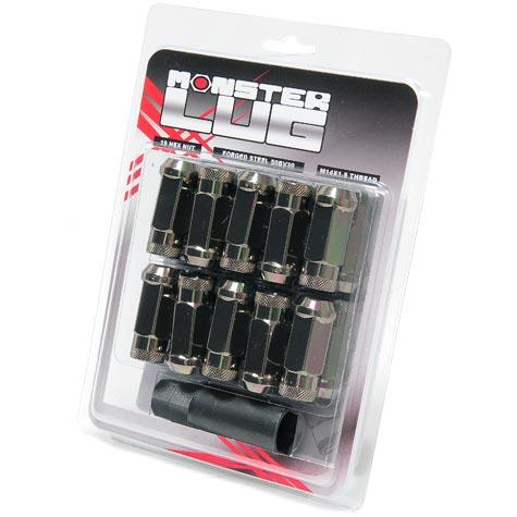 Wheel Mate Monster Locking Lug Nut Set of 4 in Black Chrome for 14x1.50 Wheels