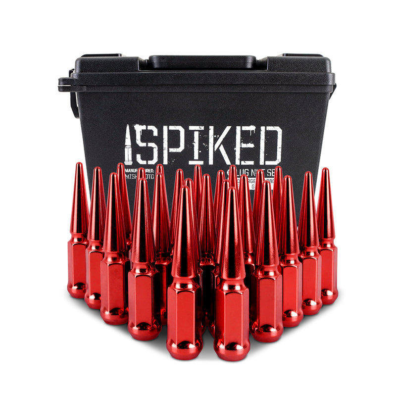 Mishimoto Steel Spiked Lug Nuts M14 x 1.5, 24-Piece Set in Red