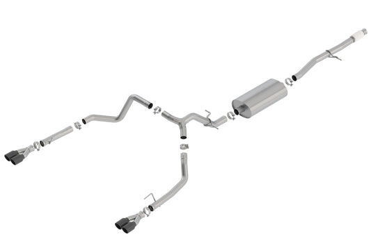 Borla Touring Cat-Back Exhaust System for 2019-2026 Chevy Silverado 1500 & GMC Sierra 1500 with 5.3L V8 - Dual Black Chrome Tips