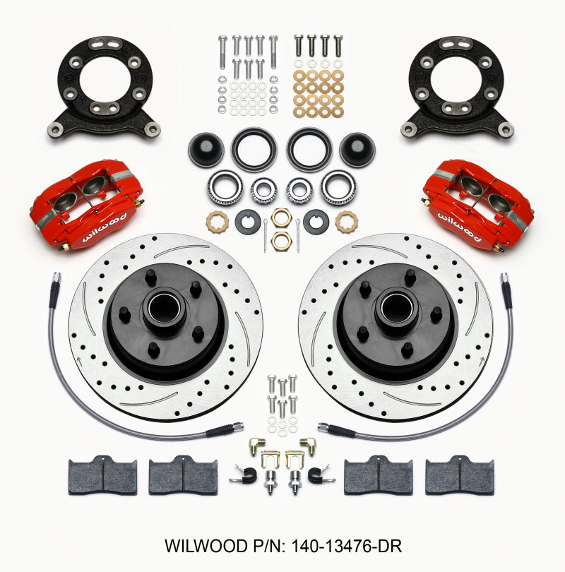 Wilwood Forged Dynalite-M Front Disc Brake Kit for 1965-1969 Ford Mustangs and More - 11.30 Inch Rotors, Red Calipers