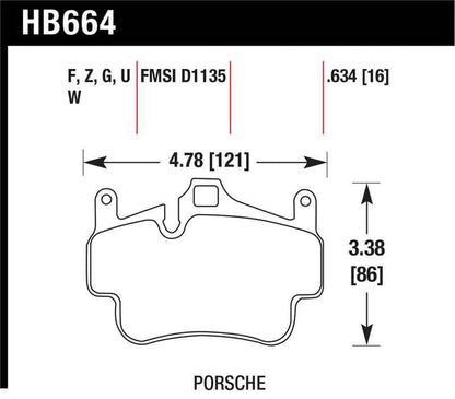 Hawk 05-08 Porsche 911 Carrera Front & Rear / 07-08 Cayman Front Perf Ceramic Street Brake Pads