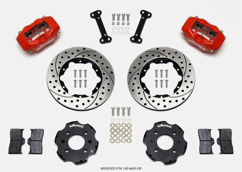 Wilwood Forged Dynalite Front Hat Kit 11-inch Drilled Rotors for Honda Civic and Del Sol – Part #140-8695-DR