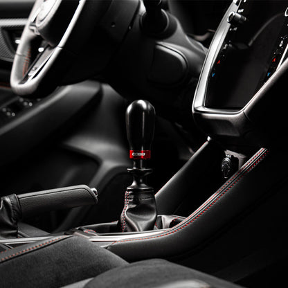 COBB Subaru 6-Speed Tall Weighted Shift Knob - Black with Red and Black Collars
