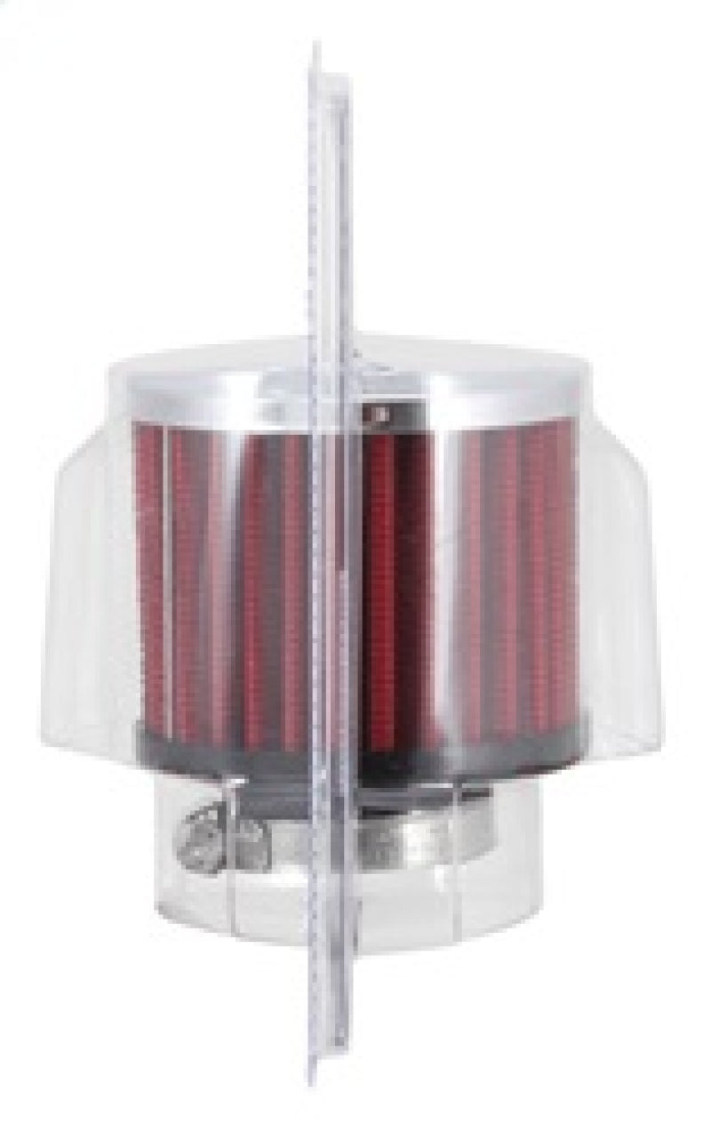 K&N Engineering 62-1440 Chrome and Black Rubber Crankcase Vent Filter – 2.5 Inch Height, 3 Inch Outer Diameter, Clamp-On Design