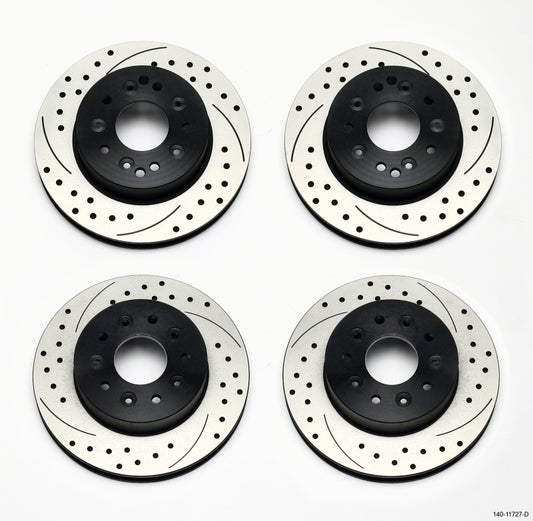 Wilwood Rotor Kit for Chevrolet Corvette C2/C3 1965-1982 – Front and Rear Drilled Rotors with High-Performance Brake Pads