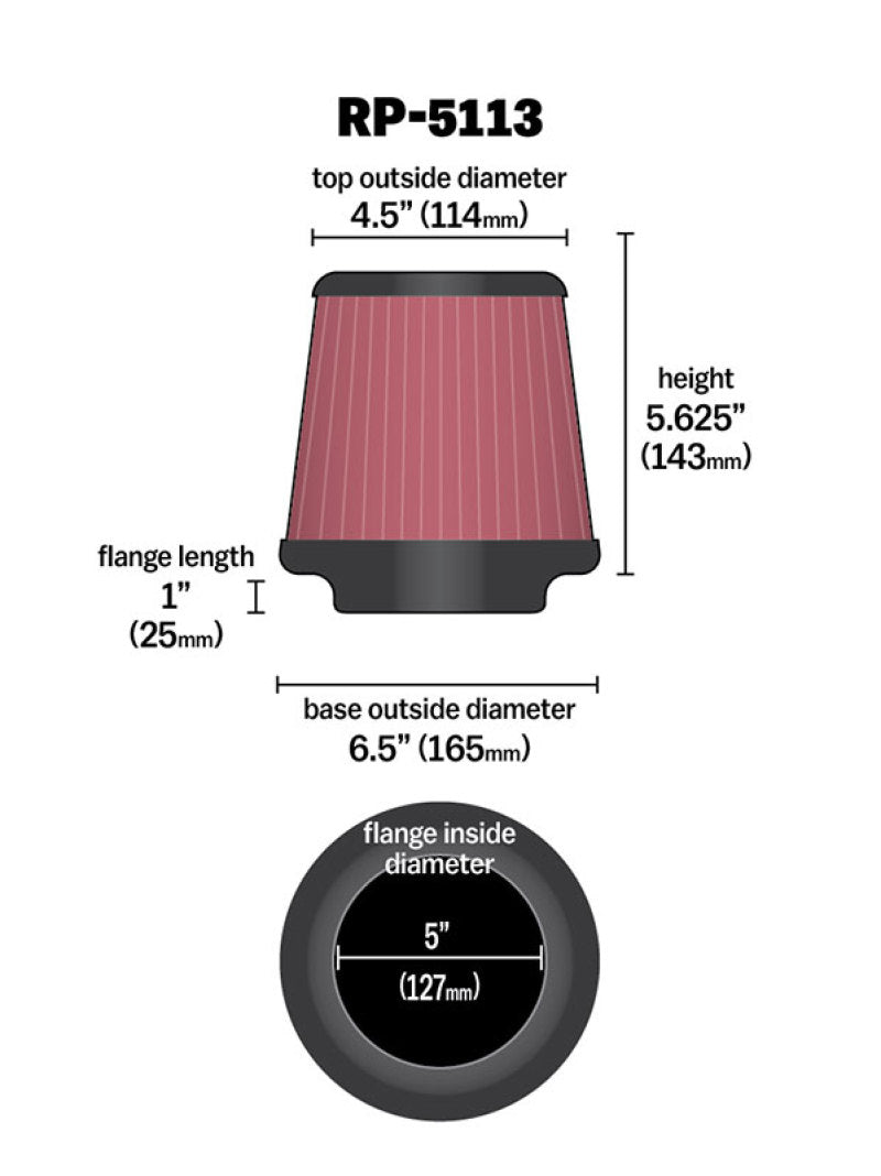 K&N Engineering RP-5113 Universal Air Filter for BMW M3 and Subaru Legacy