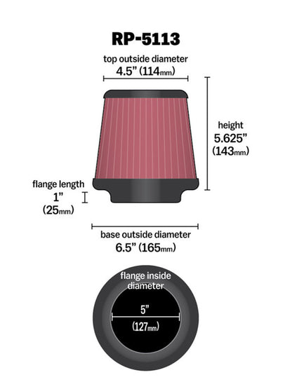 K&N Engineering RP-5113 Universal Air Filter for BMW M3 and Subaru Legacy