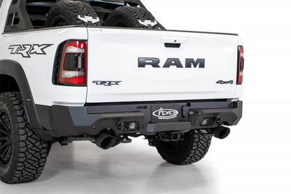 Addictive Desert Designs 2021 Dodge Ram 1500 TRX Stealth Fighter Rear Bumper – Hammer Black with D-Rings and Cube Light Mounts