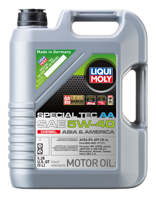 LIQUI MOLY 5L Special Tec AA Motor Oil SAE 5W40 for Diesel Engines with Part Number 20426