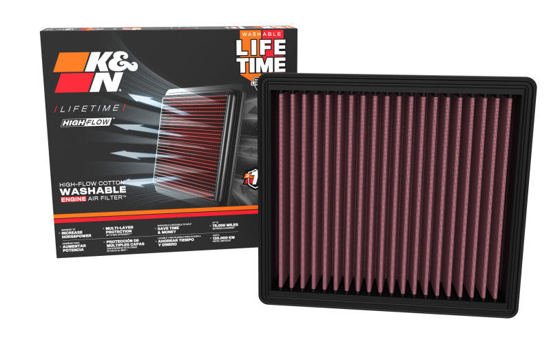 K&N Engineering 33-5100 High-Flow Reusable Air Filter for 2020 Ford F-250 and F-350 Super Duty V8 Models