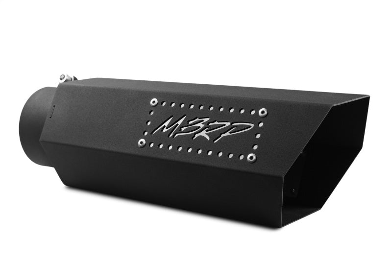 MBRP Universal Hex Exhaust Tip 4-inch Inlet, Black Coated, 16-inch Length with Logo - Part # T5164BLK