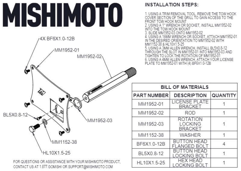 Mishimoto 2023+ Nissan Z License Plate Relocation Kit - Seamless Front Bumper Solution