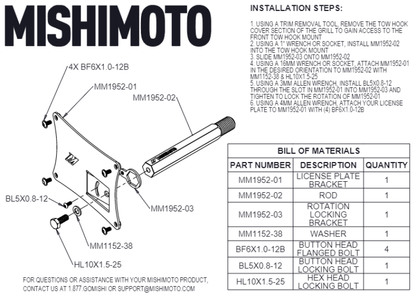Mishimoto 2023+ Nissan Z License Plate Relocation Kit - Seamless Front Bumper Solution
