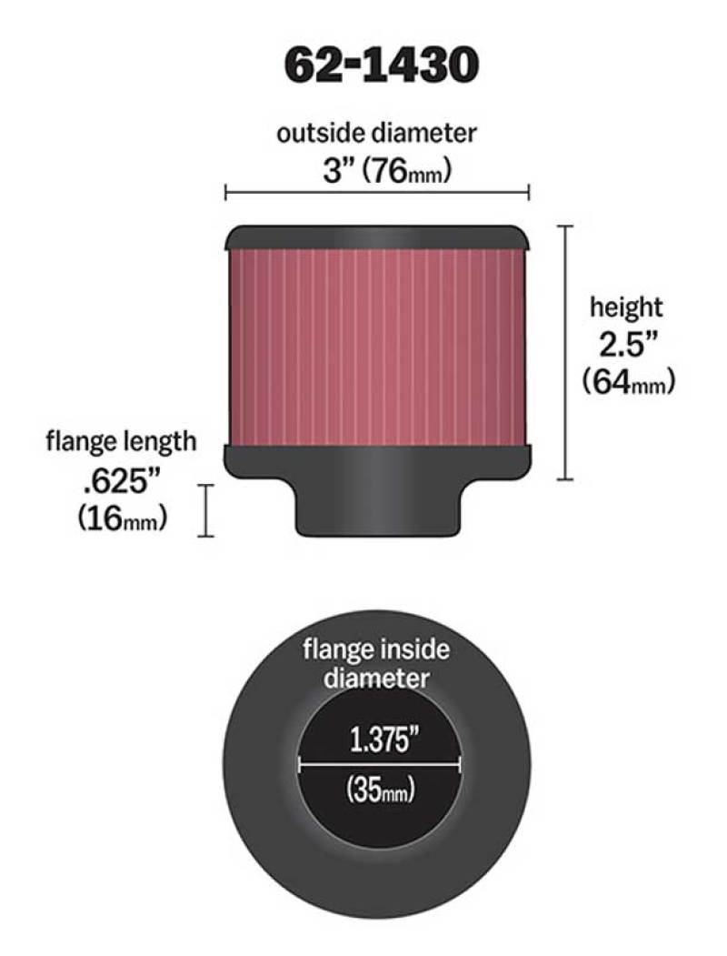 K&N Engineering 62-1430 Rubber Base Crankcase Vent Filter for Classic and Racing Applications