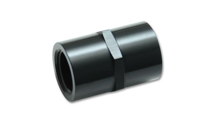 Vibrant 3/8 inch NPT Female Pipe Coupler Fitting - Aluminum for Automotive Applications