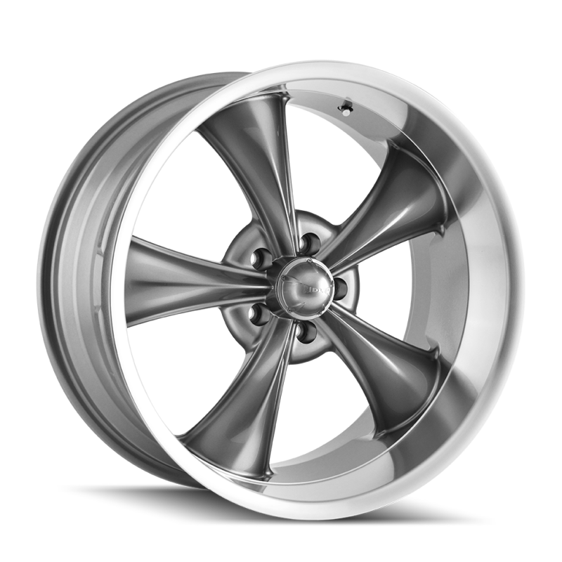 Ridler Wheels 695 18x8 Gloss Grey Machined Car Wheel with 5x120.65 Bolt Pattern