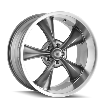 Ridler Wheels 695 18x8 Gloss Grey Machined Car Wheel with 5x120.65 Bolt Pattern