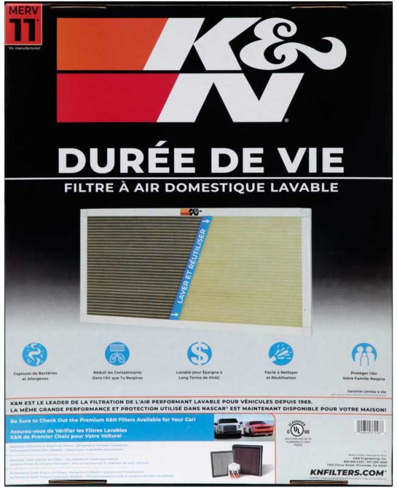 K&N HVAC Filter - 16 x 20 x 1 - Reusable and Washable Pleated Synthetic Air Filter for Home HVAC Systems