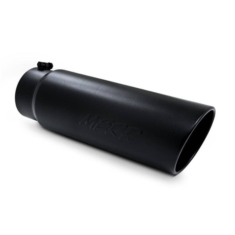MBRP Universal 6-inch Black Coated Exhaust Tip with Angled Rolled End, Part T5125BLK