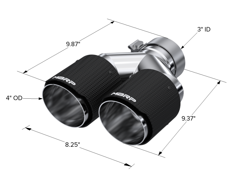 MBRP Carbon Fiber Dual Wall Exhaust Tip - 3 Inch Inlet, 4 Inch Outer Diameter, Left and Right Tips