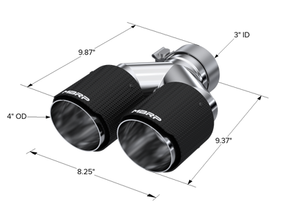 MBRP Carbon Fiber Dual Wall Exhaust Tip - 3 Inch Inlet, 4 Inch Outer Diameter, Left and Right Tips