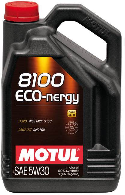 Motul 8100 Eco-nergy 5W-30 Synthetic Engine Oil – 5 Quart for Gasoline and Diesel Vehicles