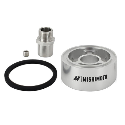 Mishimoto Oil Filter Spacer 32mm M22 x 1.5 Thread - Silver for Enhanced Engine Clearance and Monitoring