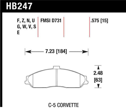 Hawk 2008-2009 Cadillac XLR Platinum HPS 5.0 Front Brake Pads