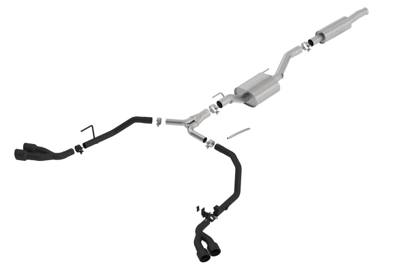 Borla ATAK Cat-Back Exhaust System for Jeep Gladiator 2020-2026 – Dual Black Coated T-304 Stainless Steel Tips and Aggressive Sound